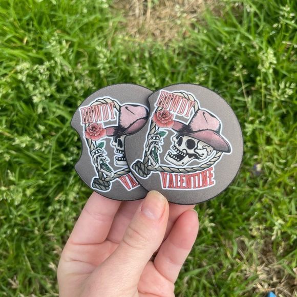 Howdy Valentine Car Coaster Set | Car Accessories | Valentine’s Day - Picture 4 of 12